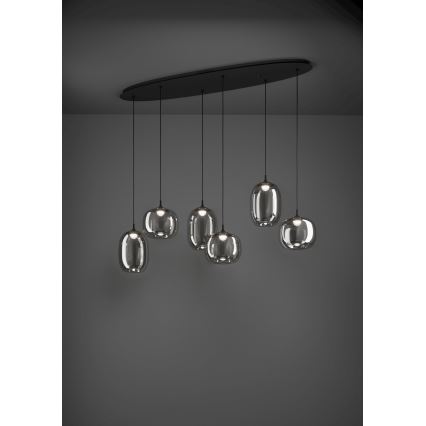 Eglo - Dimbare LED hanglamp aan een koord 6xLED/3,7W/230V 2700-6500K gerookt + afstandsbediening