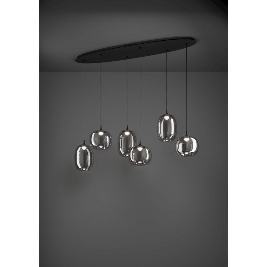 Eglo - Dimbare LED hanglamp aan een koord 6xLED/3,7W/230V 2700-6500K gerookt + afstandsbediening