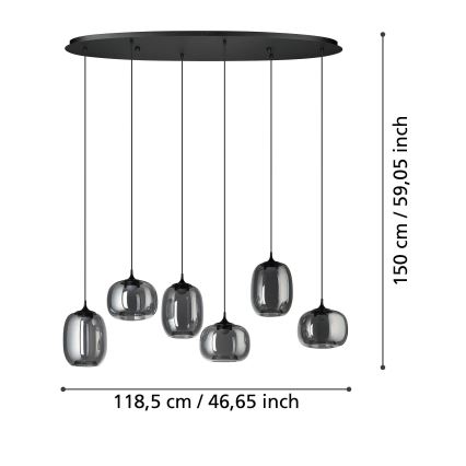 Eglo - Dimbare LED hanglamp aan een koord 6xLED/3,7W/230V 2700-6500K gerookt + afstandsbediening