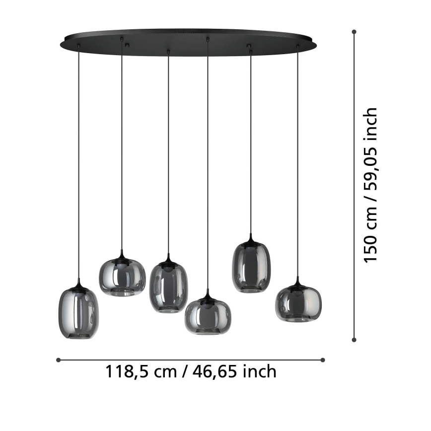 Eglo - Dimbare LED hanglamp aan een koord 6xLED/3,7W/230V 2700-6500K gerookt + afstandsbediening