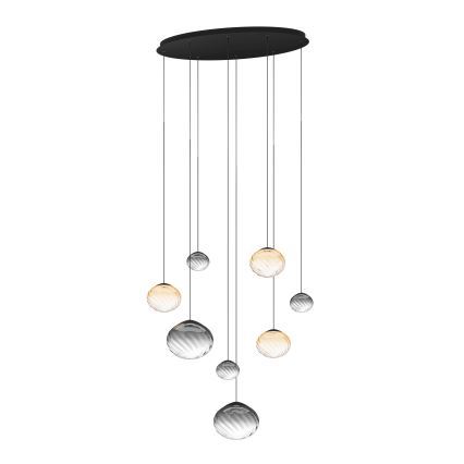 Eglo - LED-dimbare hanglamp aan kabel 8xLED/5,8W/230V 2200-6500K zwart/beige/rookglas + afstandsbediening
