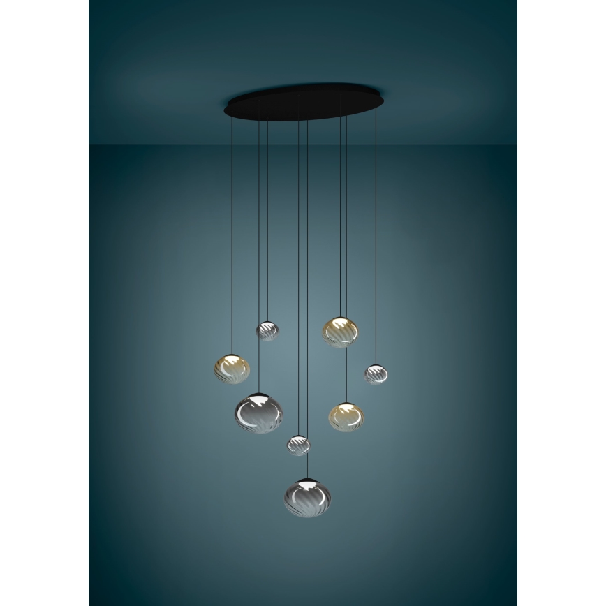 Eglo - LED-dimbare hanglamp aan kabel 8xLED/5,8W/230V 2200-6500K zwart/beige/rookglas + afstandsbediening