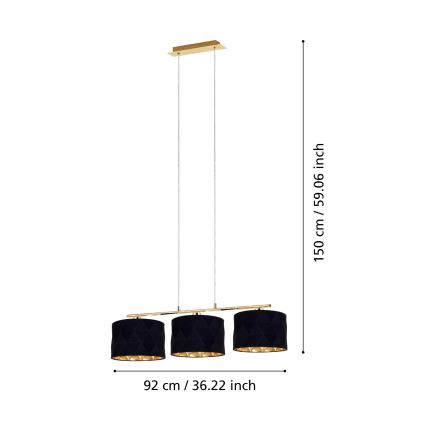 Eglo 39225 - Hanglamp aan kabel DOLORITA 3xE27/60W/230V