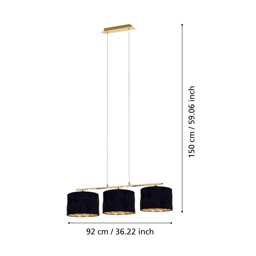 Eglo 39225 - Hanglamp aan kabel DOLORITA 3xE27/60W/230V