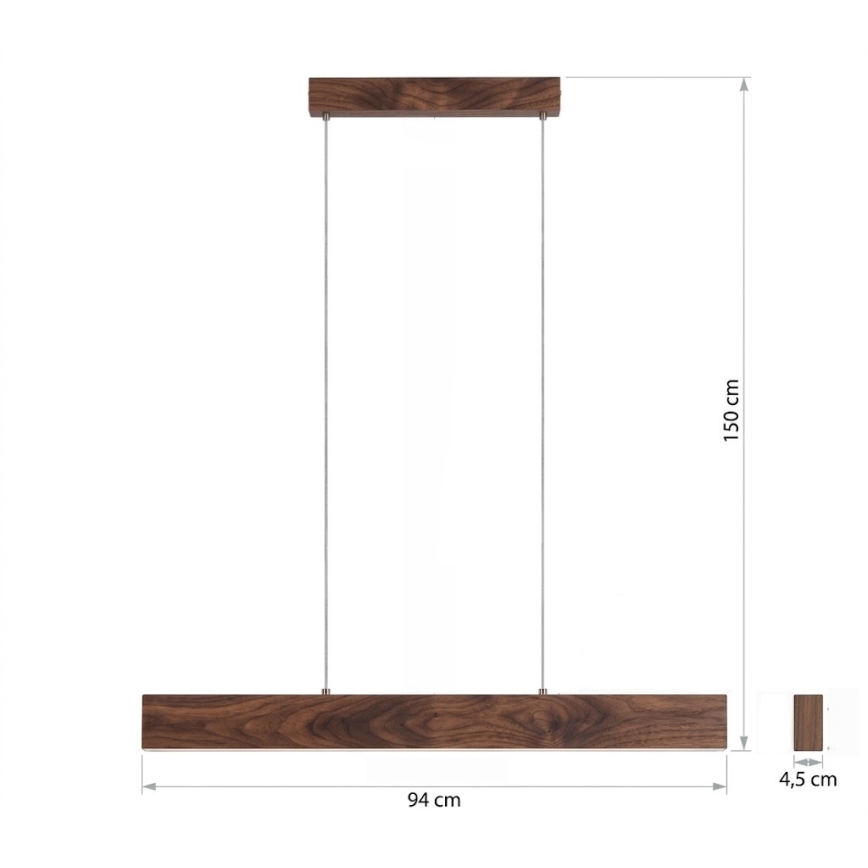 Eglo - LED-hanglamp aan kabel LED/17W/230V + LED/4,2W walnoot