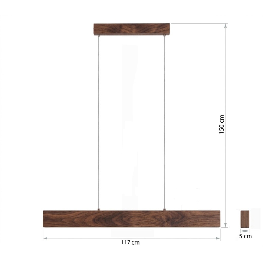 Eglo - LED-dimbare hanglamp aan kabel LED/21W/230V + LED/8,4W walnoot