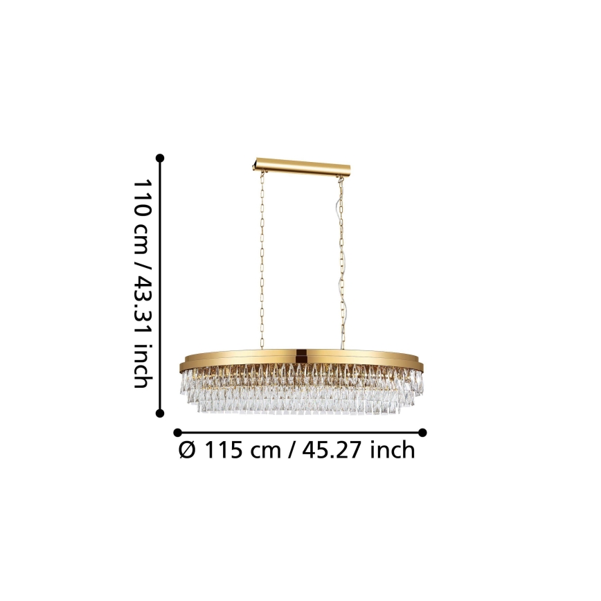 Eglo 39463 - Hanglamp aan een ketting VALPARAISO 13xE14/40W/230V goudkleurig