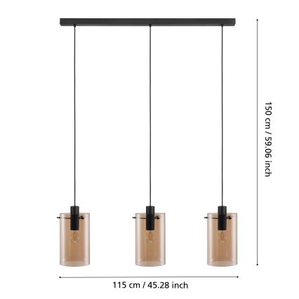 Eglo - Hanglamp aan een koord 3xE27/40W/230V