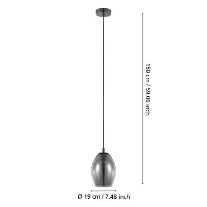 Eglo - Hanglamp aan een koord 1xE27/60W/230V gerookt