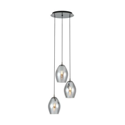 Eglo - Hanglamp aan een koord 3xE27/60W/230V gerookt