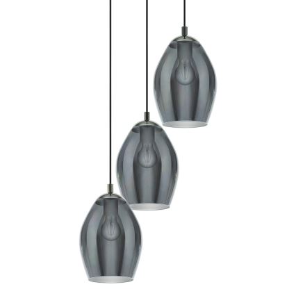Eglo - Hanglamp aan een koord 3xE27/60W/230V gerookt