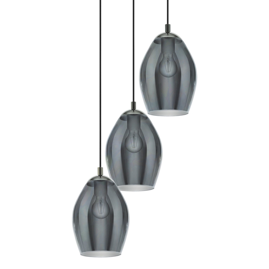 Eglo - Hanglamp aan een koord 3xE27/60W/230V gerookt