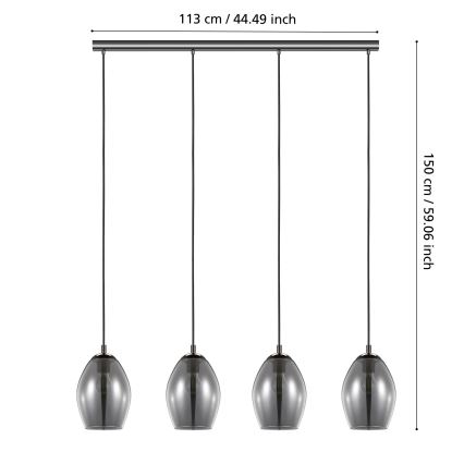 Eglo - Hanglamp aan een koord 4xE27/60W/230V gerookt