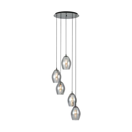 Eglo - Hanglamp aan een koord 5xE27/60W/230V gerookt