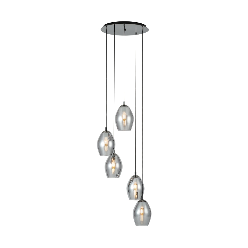 Eglo - Hanglamp aan een koord 5xE27/60W/230V gerookt