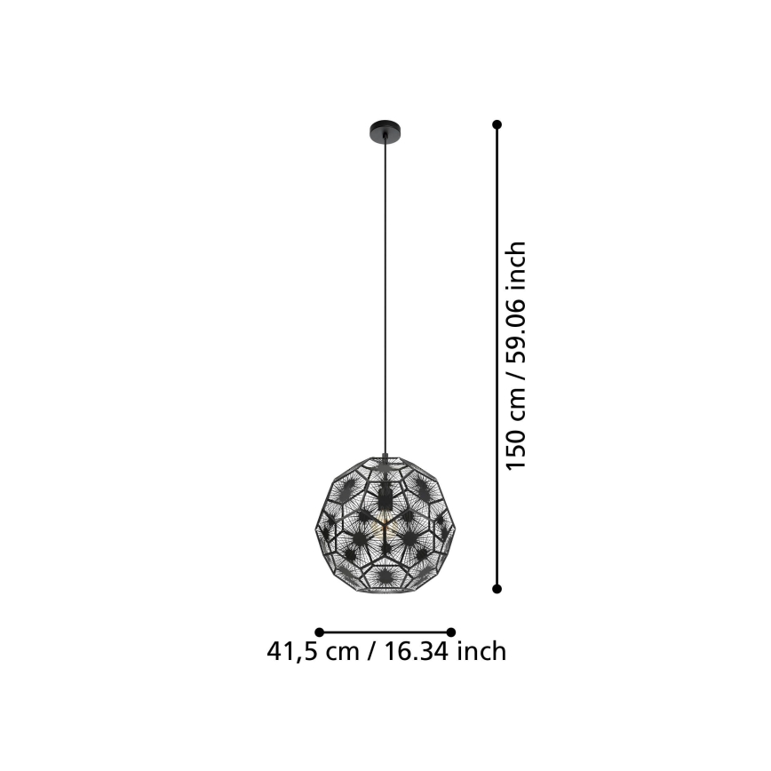 Eglo - Hanglamp aan een koord 1xE27/60W/230V diameter 41 cm zwart