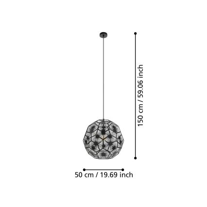 Eglo 39619 - Hanglamp aan een koord 1xE27/60W/230V diameter 50 cm zwart