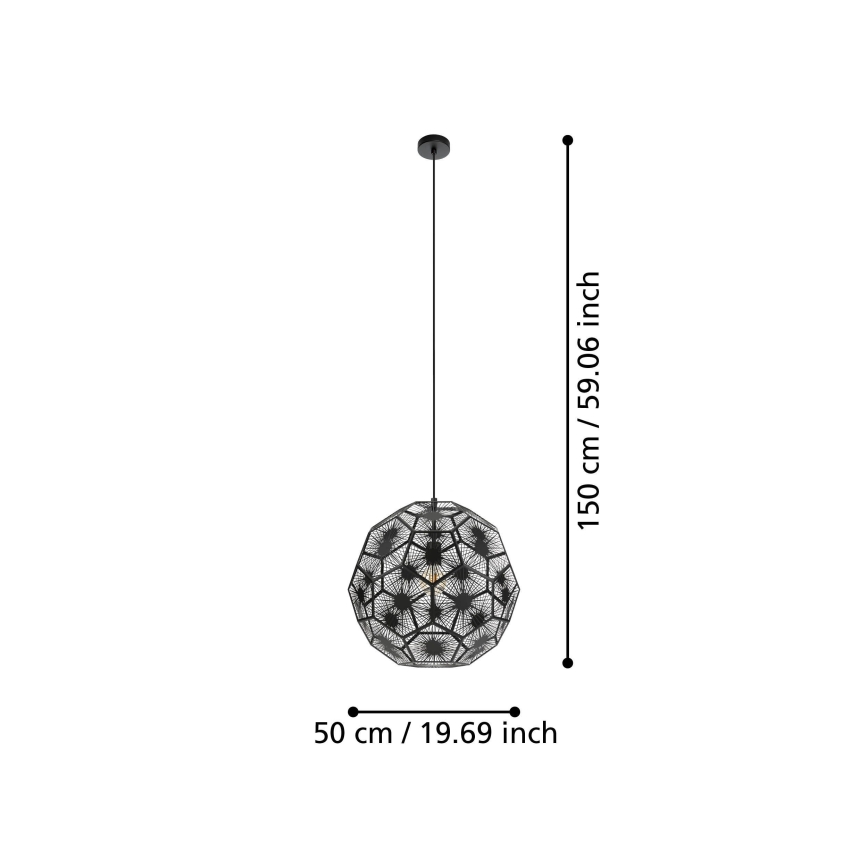 Eglo 39619 - Hanglamp aan een koord 1xE27/60W/230V diameter 50 cm zwart