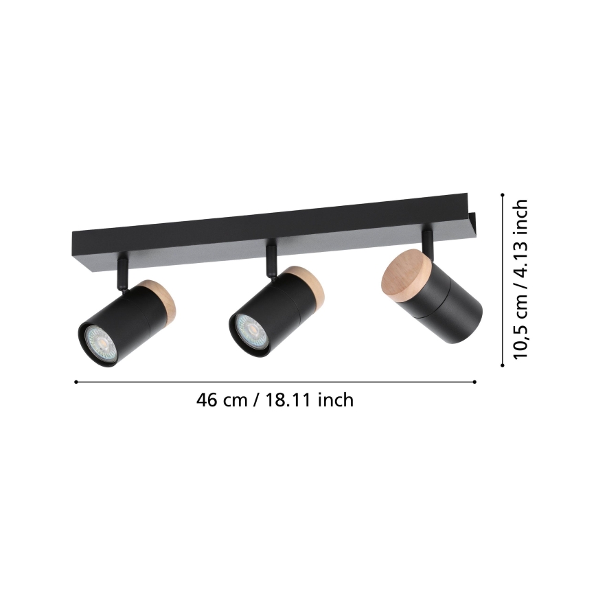 Eglo - LED spot 3xGU10/4,5W/230V 3000K zwart/bruin