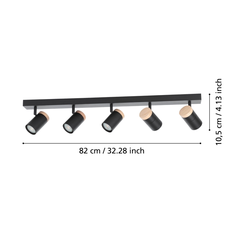 Eglo - LED spot 5xGU10/4,5W/230V 3000K zwart/bruin