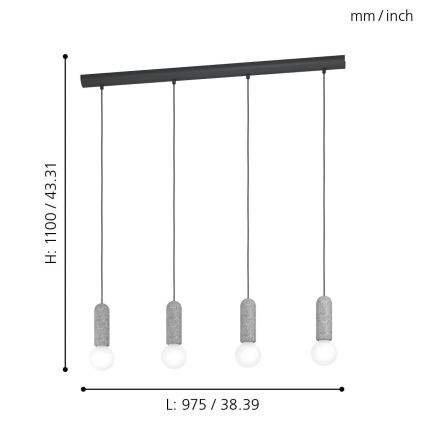 Eglo - Hanglamp aan koord 4xE27/40W/230V