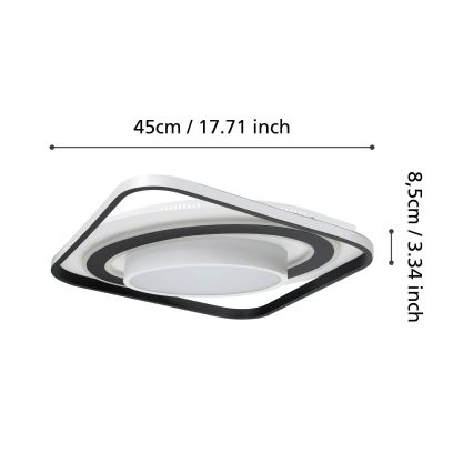 Eglo - Dimbare LED Plafondlamp LED/21,5W/230V + LED/10,5W + LED/3W 3000-6500K zwart + afstandsbediening