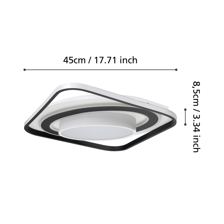 Eglo - Dimbare LED Plafondlamp LED/21,5W/230V + LED/10,5W + LED/3W 3000-6500K zwart + afstandsbediening
