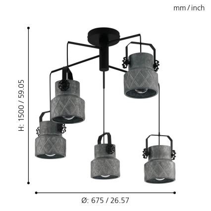 Eglo - Plafondlamp 5xE27/40W/230V