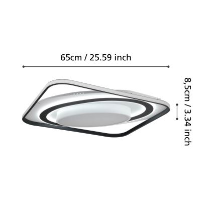 Eglo - Dimbare LED Plafondlamp LED/28W/230V+LED/13W+ LED/2,8W 3000-6500K zwart + afstandsbediening