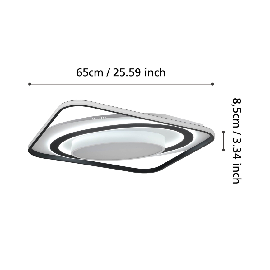 Eglo - Dimbare LED Plafondlamp LED/28W/230V+LED/13W+ LED/2,8W 3000-6500K zwart + afstandsbediening