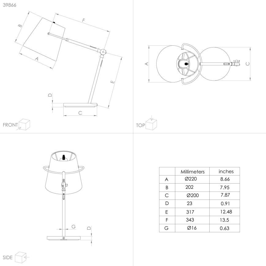 Eglo - Tafel Lamp 1xE27/40W/230V