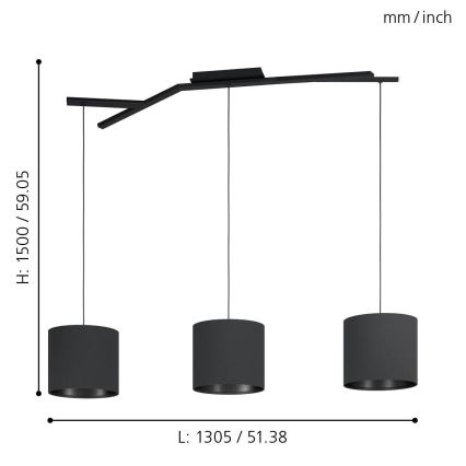Eglo - Hanglamp aan een koord  3xE27/40W/230V