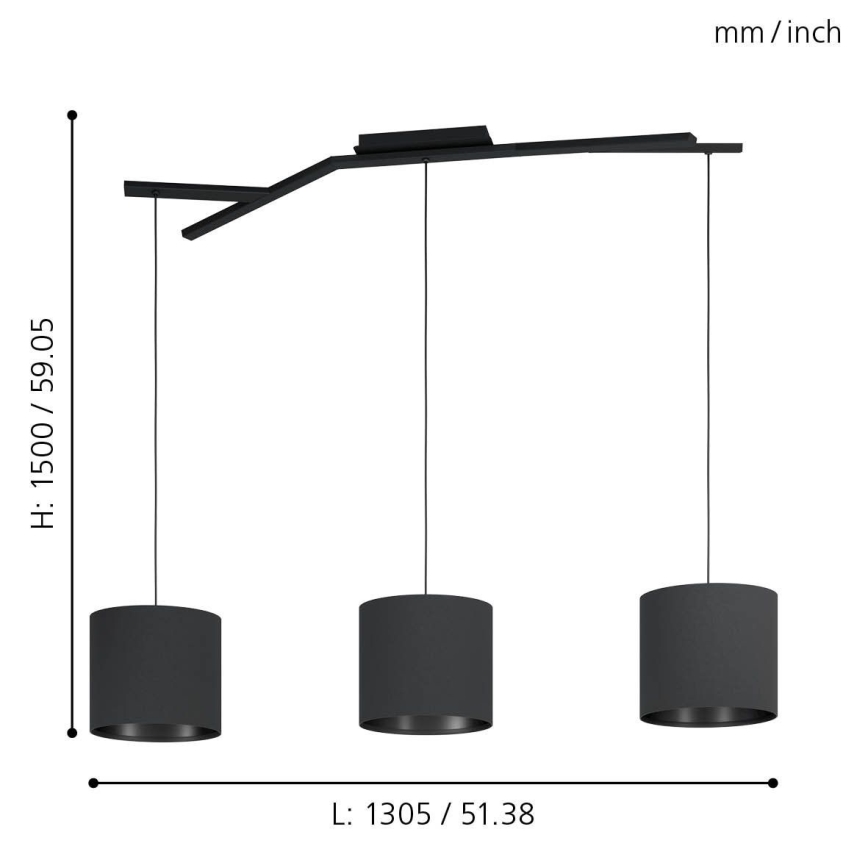 Eglo - Hanglamp aan een koord  3xE27/40W/230V