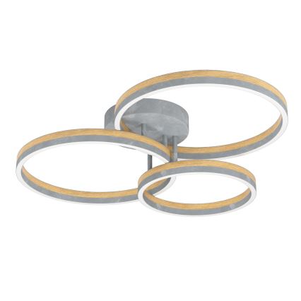 Eglo - Dimbare LED bevestigde hanglamp LED/12,5W/230V + 2xLED/15,5W 3000K grijs/eiken