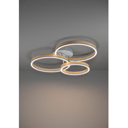 Eglo - Dimbare LED bevestigde hanglamp LED/12,5W/230V + 2xLED/15,5W 3000K grijs/eiken