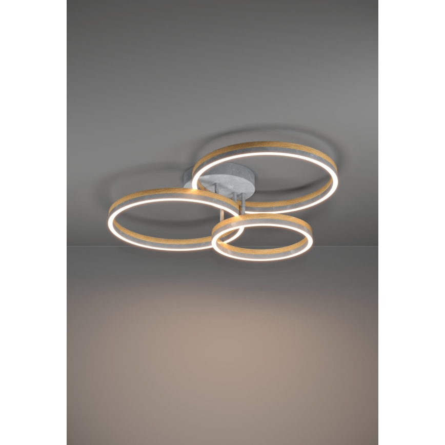 Eglo - Dimbare LED bevestigde hanglamp LED/12,5W/230V + 2xLED/15,5W 3000K grijs/eiken