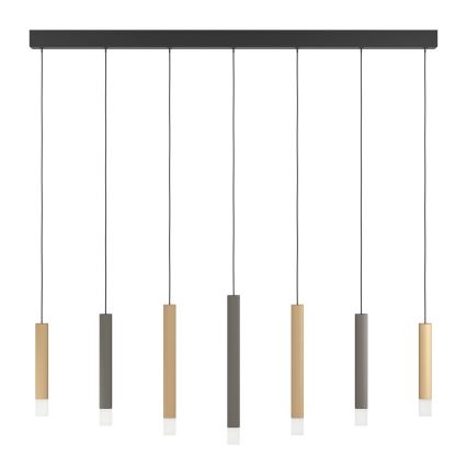 Eglo - Dimbare LED hanglamp aan een koord 7xLED/3,1W/230V 3000K antraciet/goud
