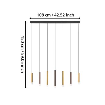 Eglo - Dimbare LED hanglamp aan een koord 7xLED/3,1W/230V 3000K antraciet/goud