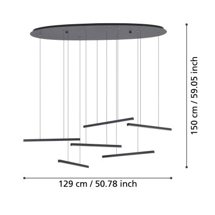 Eglo - Dimbare LED hanglamp aan een koord 6xLED/8,4W/230V 3000K zwart