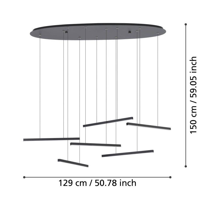 Eglo - Dimbare LED hanglamp aan een koord 6xLED/8,4W/230V 3000K zwart