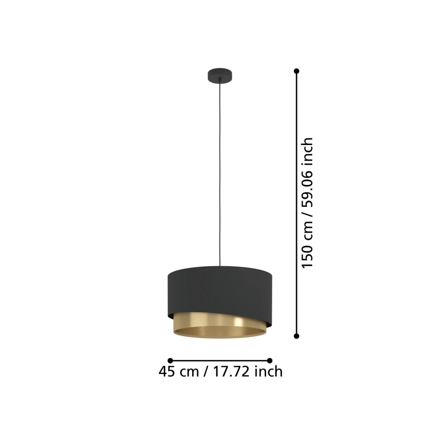 Eglo - Hanglamp aan een koord 1xE27/40W/230V zwart/goud