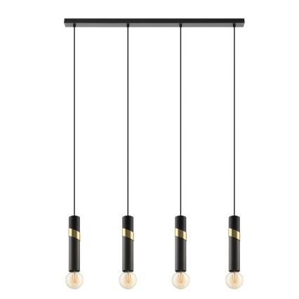 Eglo - Hanglamp aan een koord 4xE27/40W/230V zwart/goud