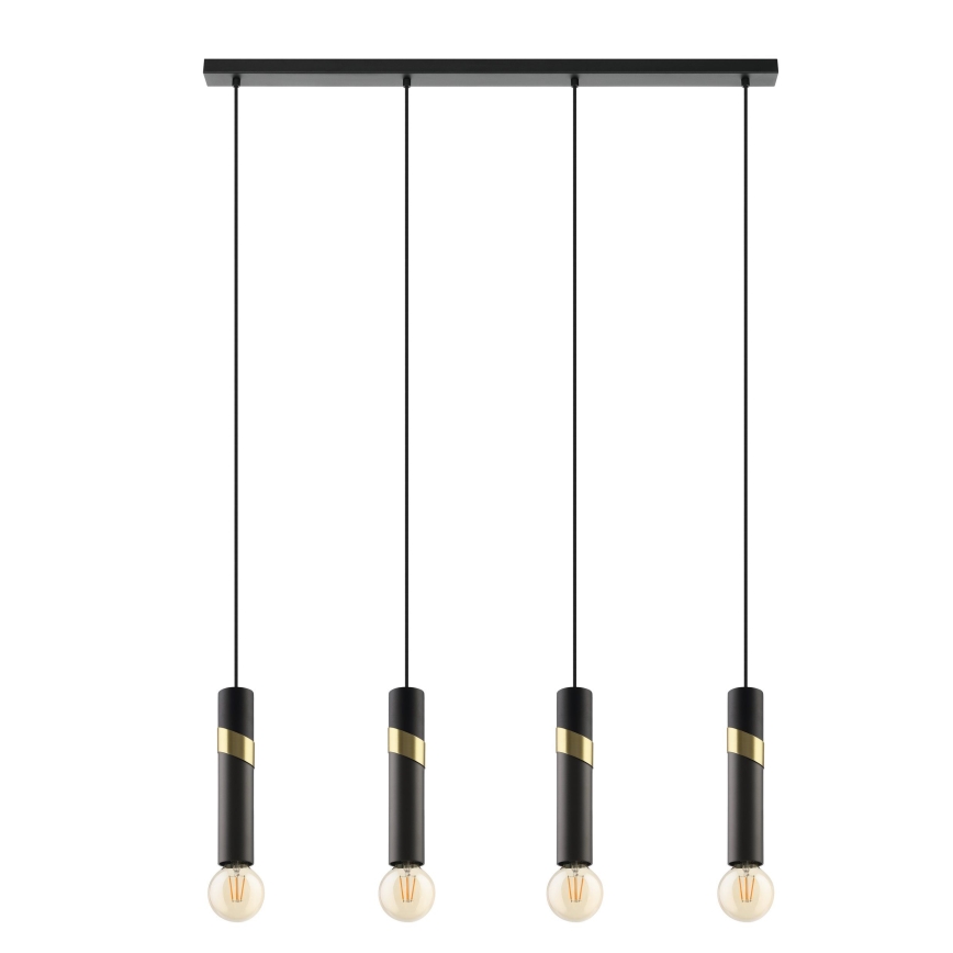 Eglo - Hanglamp aan een koord 4xE27/40W/230V zwart/goud