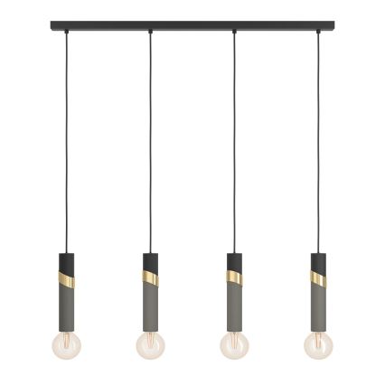 Eglo - Hanglamp aan een koord 4xE27/40W/230V zwart/goud