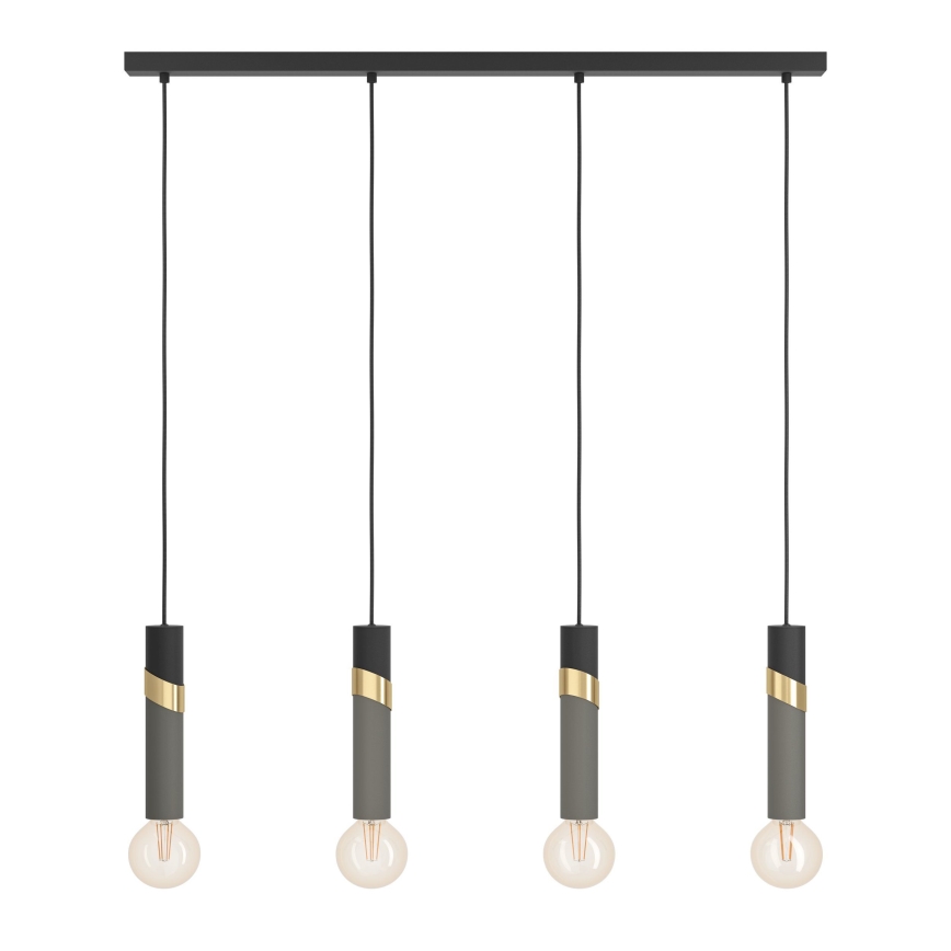 Eglo - Hanglamp aan een koord 4xE27/40W/230V zwart/goud
