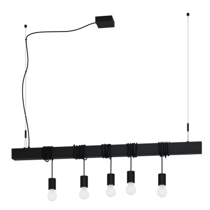 Eglo - Hanglamp aan een koord TOWNSHEND 5xE27/40W/230V zwart