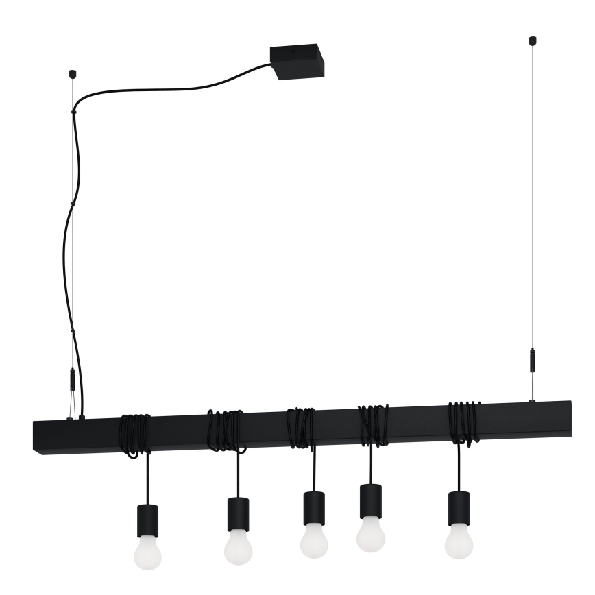 Eglo - Hanglamp aan een koord TOWNSHEND 5xE27/40W/230V zwart