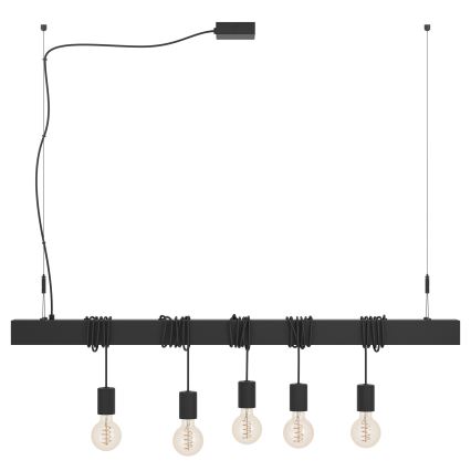 Eglo - Hanglamp aan een koord TOWNSHEND 5xE27/40W/230V zwart
