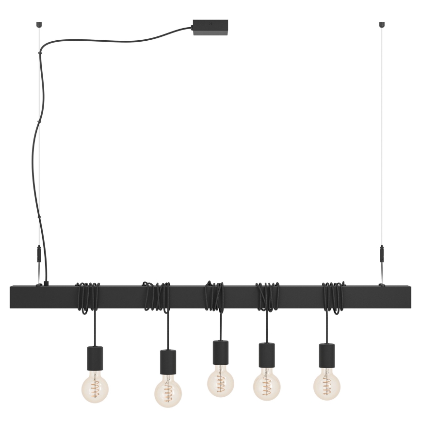 Eglo - Hanglamp aan een koord TOWNSHEND 5xE27/40W/230V zwart