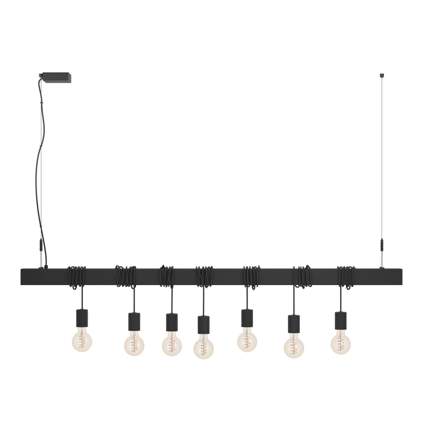 Eglo - Hanglamp aan een koord TOWNSHEND 7xE27/40W/230V zwart